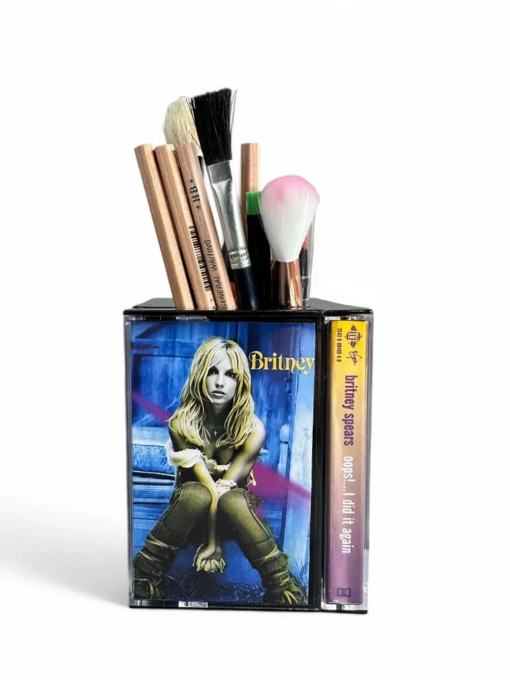 Britney Spears Vintage Cassette Tape Desk Organizer | Pencil holder | Pink